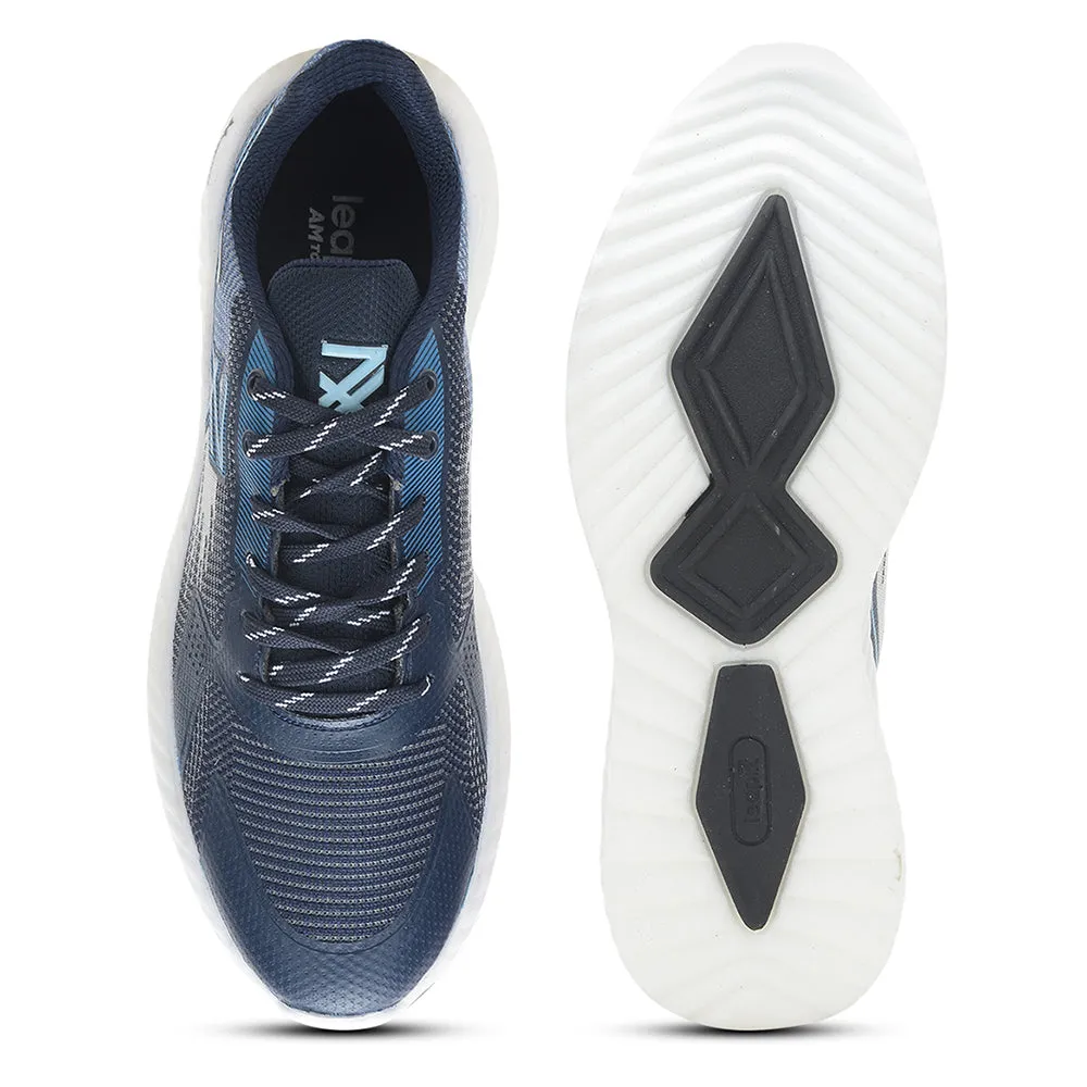 Leap7x Navy Blue Sports Lacing Walking Shoes For Men NITSOFT-1E By Liberty