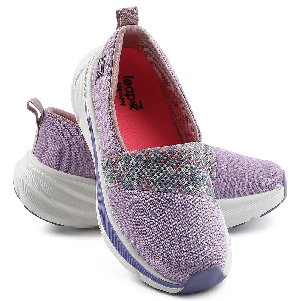 Leap7x Purple Sports Non Lacing Walking Shoes For Women CANBERRA1E By Liberty