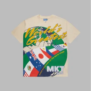 Market expedition T-shirt q4 6oz with graphic screenprint Ecru