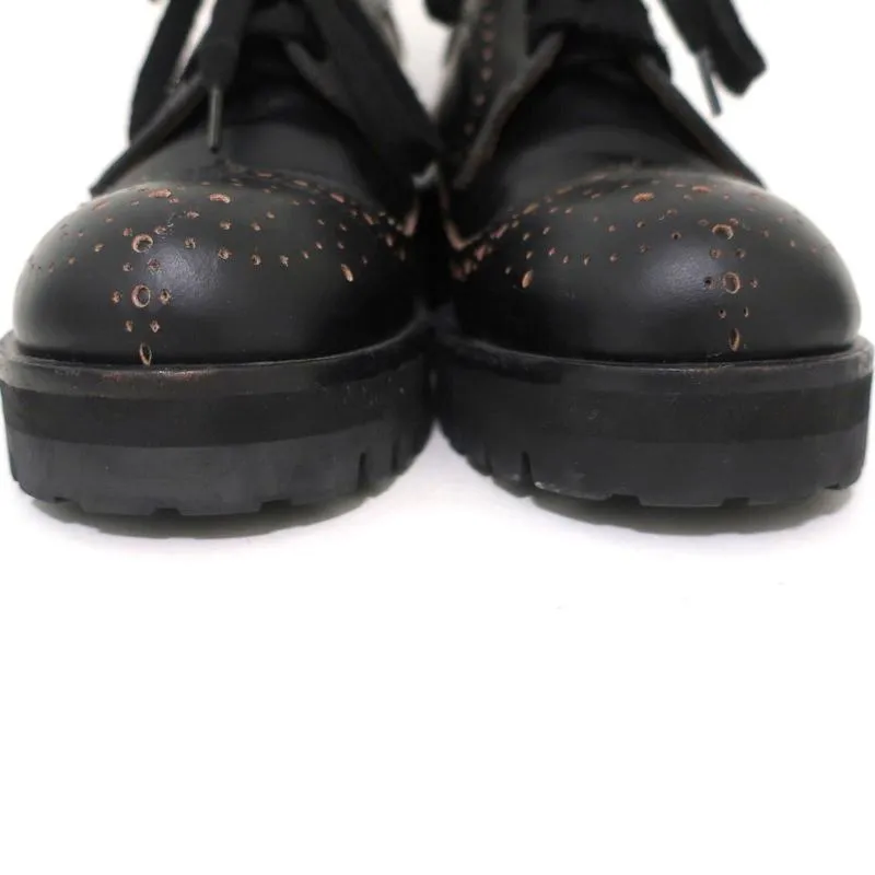 Marni Lug Sole Wingtip Oxfords Black Leather Size 36