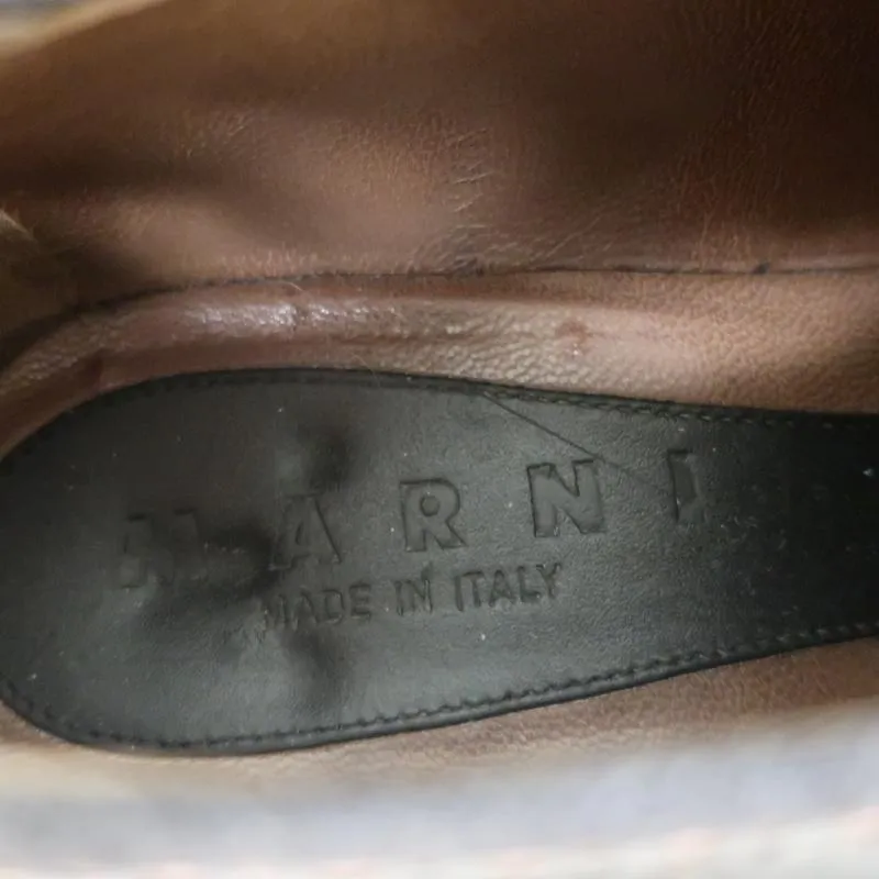 Marni Lug Sole Wingtip Oxfords Black Leather Size 36