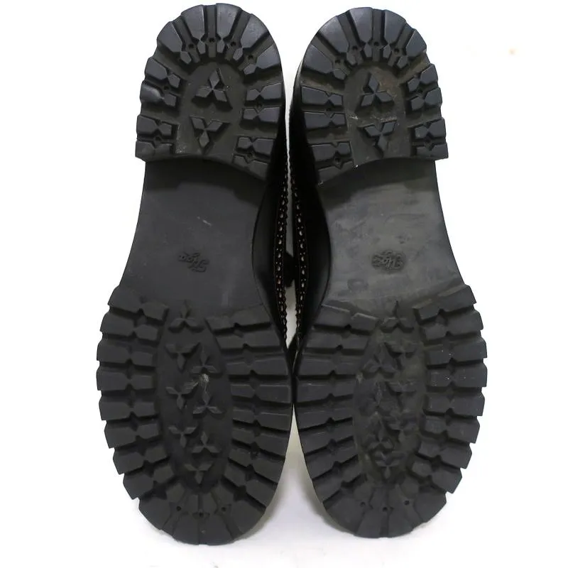 Marni Lug Sole Wingtip Oxfords Black Leather Size 36