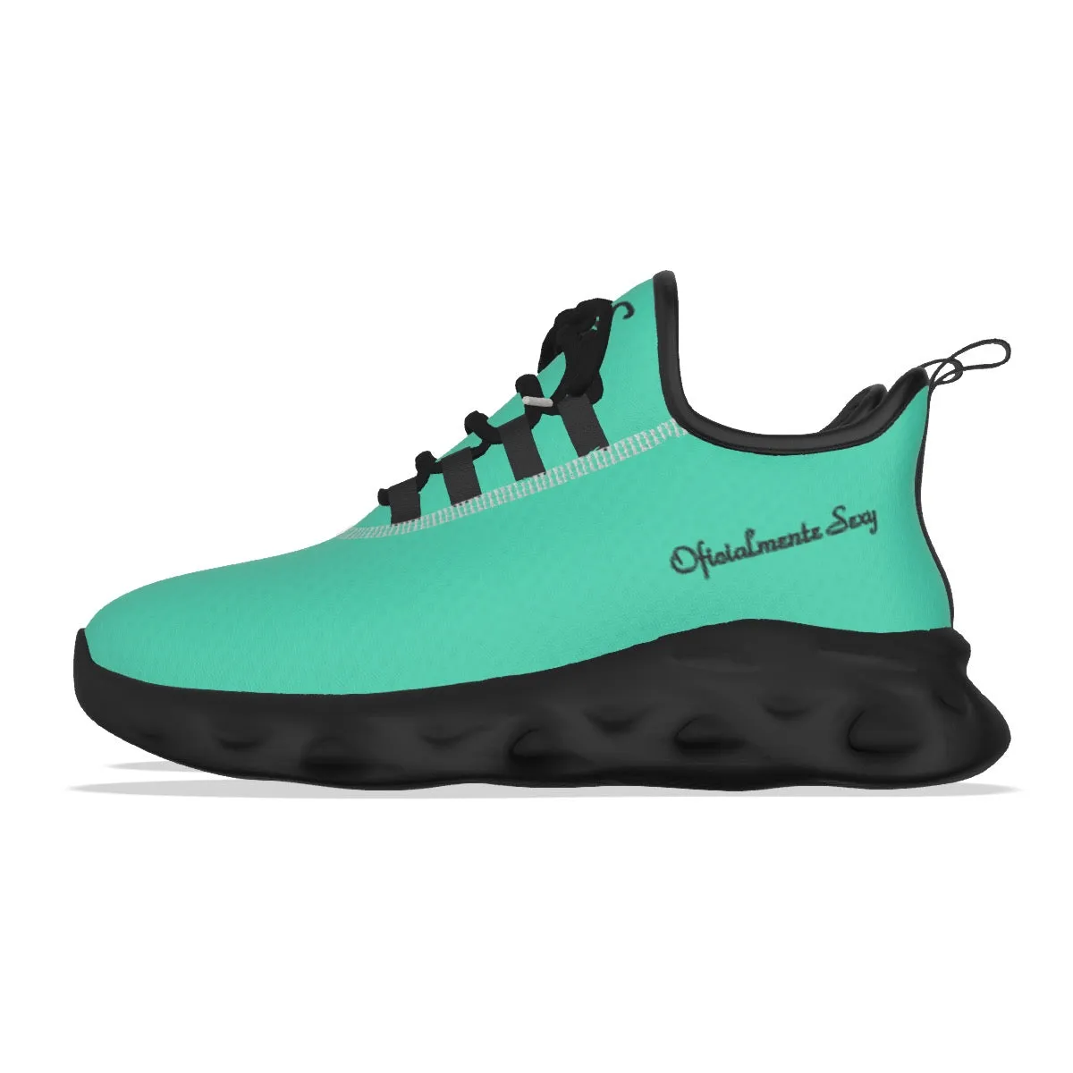 Oficialmente Sexy Turquoise Green Light Sports Shoes With Black Logos