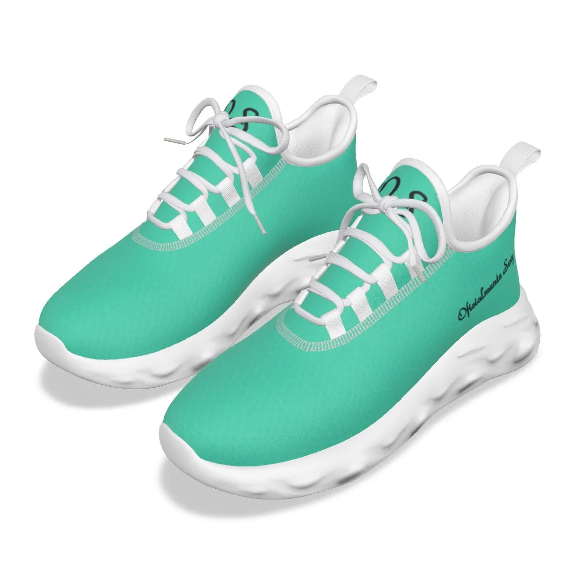 Oficialmente Sexy Turquoise Green Light Sports Shoes With Black Logos