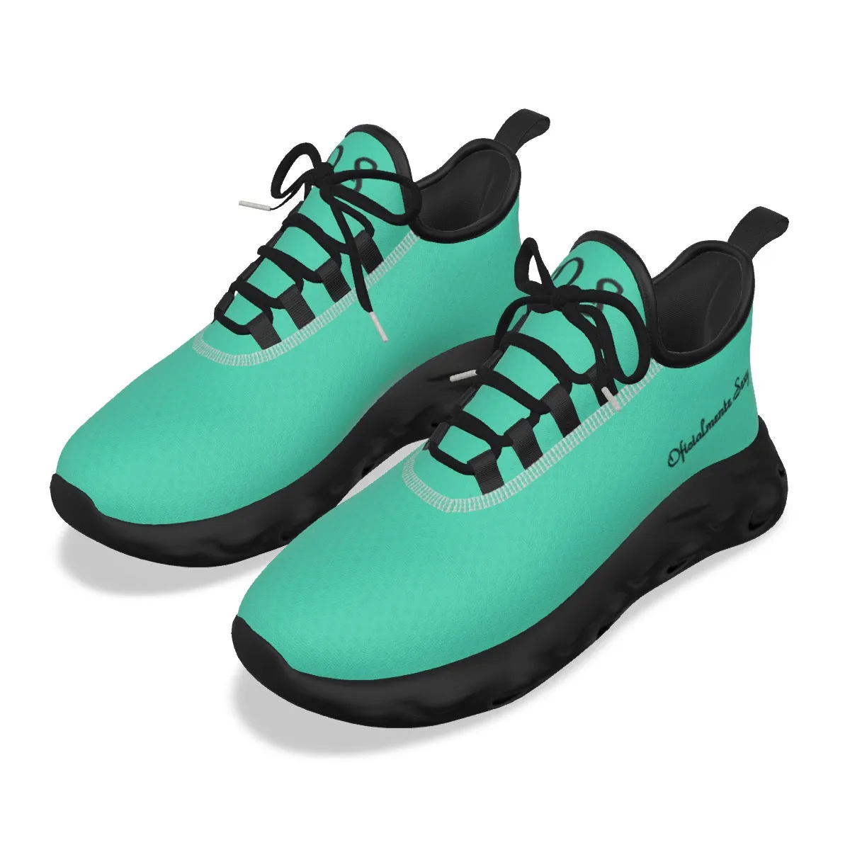 Oficialmente Sexy Turquoise Green Light Sports Shoes With Black Logos