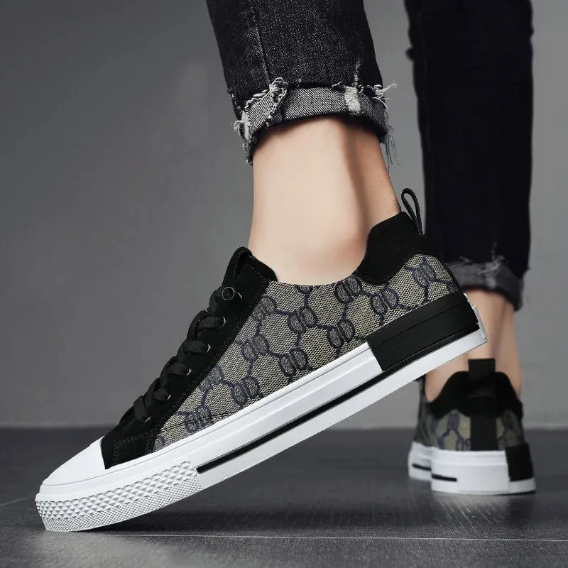Patterned Canvas Sneakers Lightweight Casual Flats Shoes