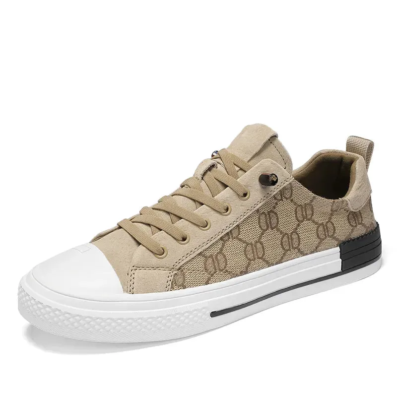 Patterned Canvas Sneakers Lightweight Casual Flats Shoes
