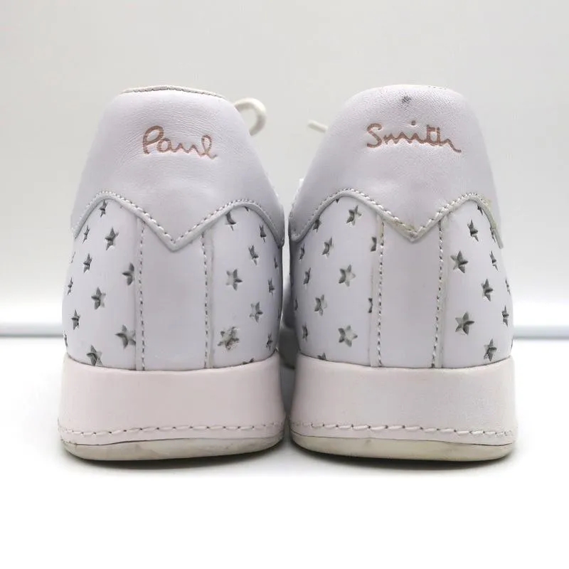 Paul Smith Rabbit Low Top Sneakers White Stars-Punched Leather Size 38