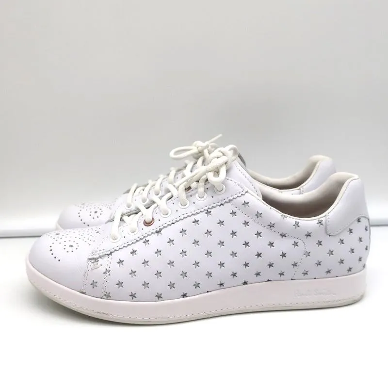 Paul Smith Rabbit Low Top Sneakers White Stars-Punched Leather Size 38