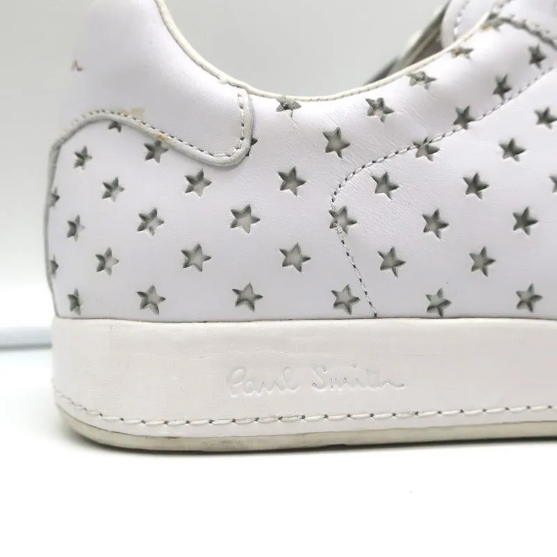 Paul Smith Rabbit Low Top Sneakers White Stars-Punched Leather Size 38