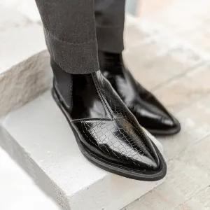 POINTED BOOTS WITH CROCO DETAIL