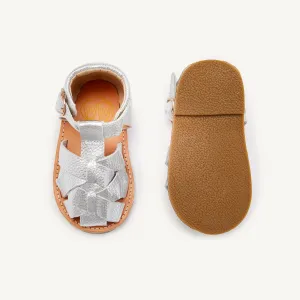 rylee silver leather toddler sandals