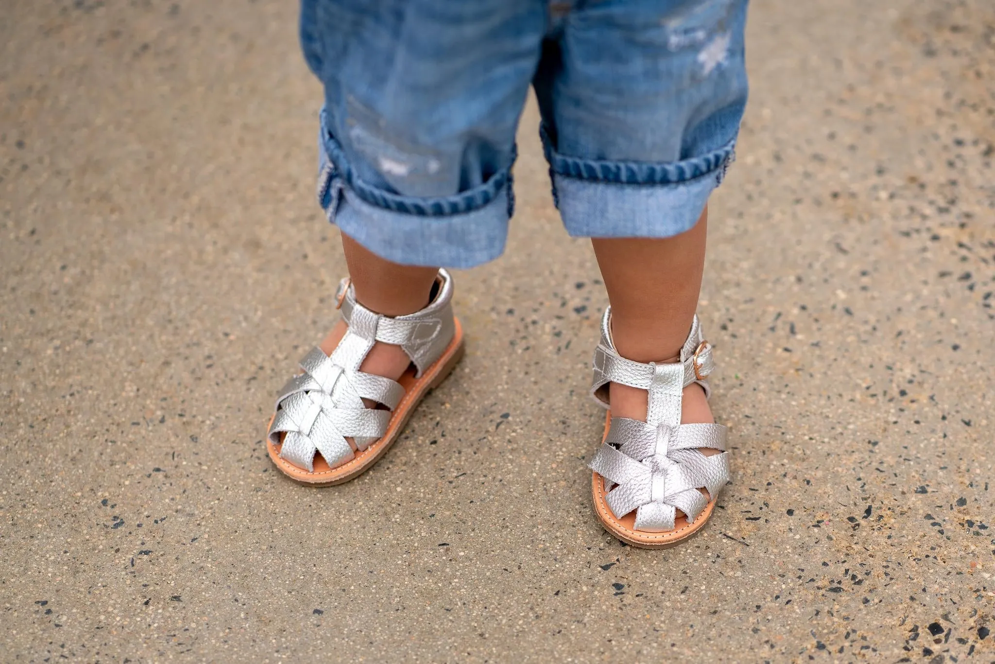 rylee silver leather toddler sandals