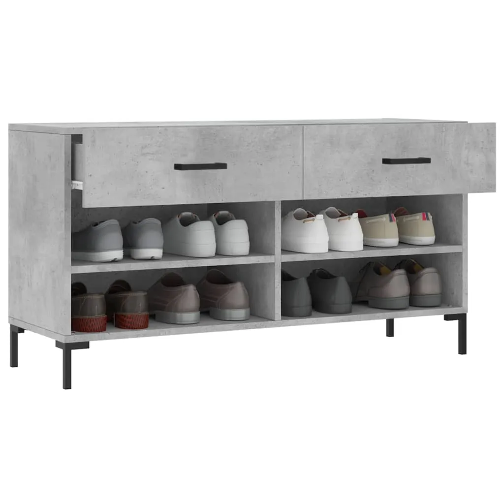 Shoe Bench Concrete Grey 102x35x55 cm Engineered Wood