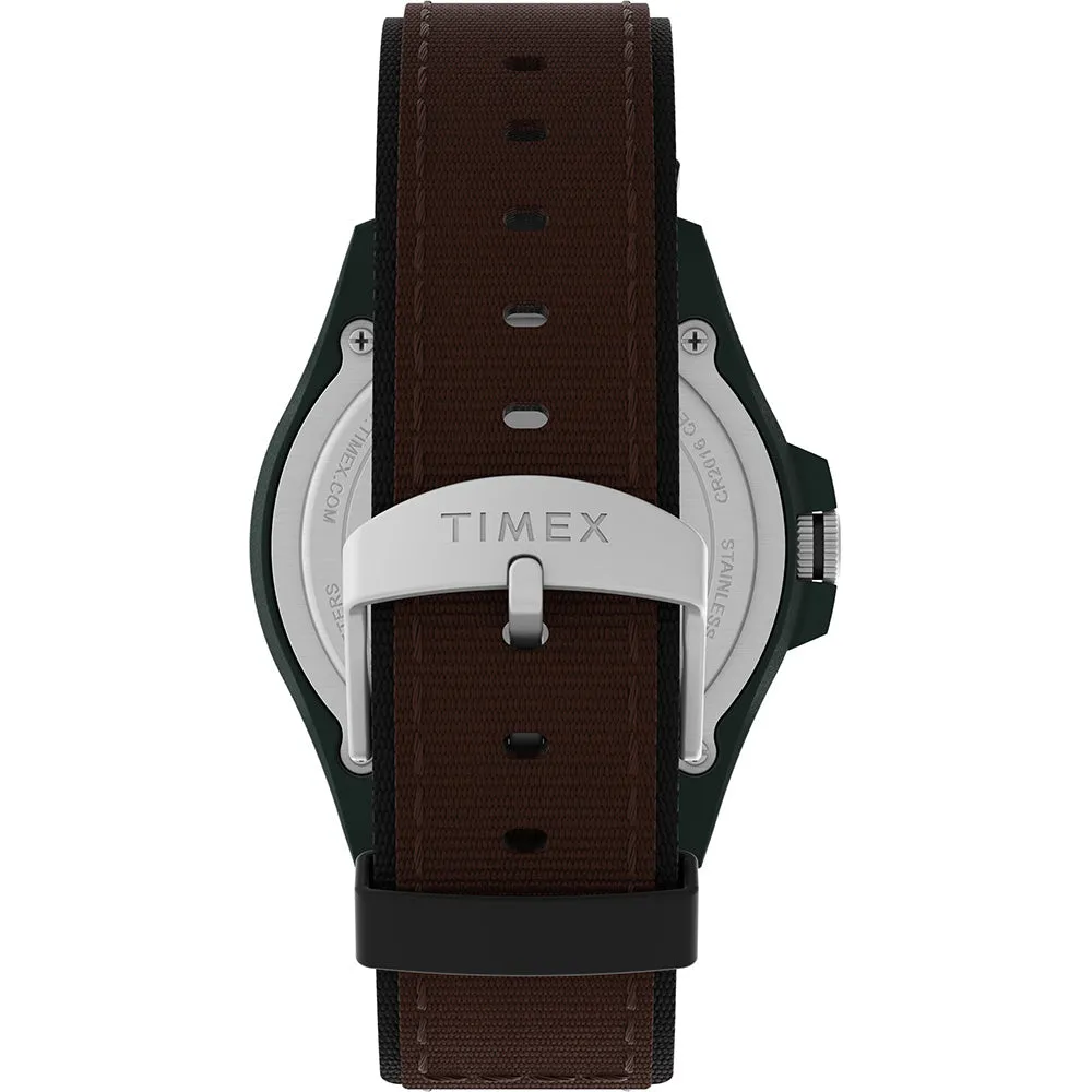 Timex Expedition Acadia Rugged Black Resin Case - Natural Dial - Brown/Black Fabric Strap [TW4B26500]