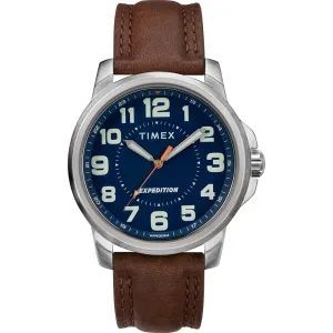 Timex Mens Expedition Metal Field Watch - Blue Dial/Brown Strap [TW4B16000JV]
