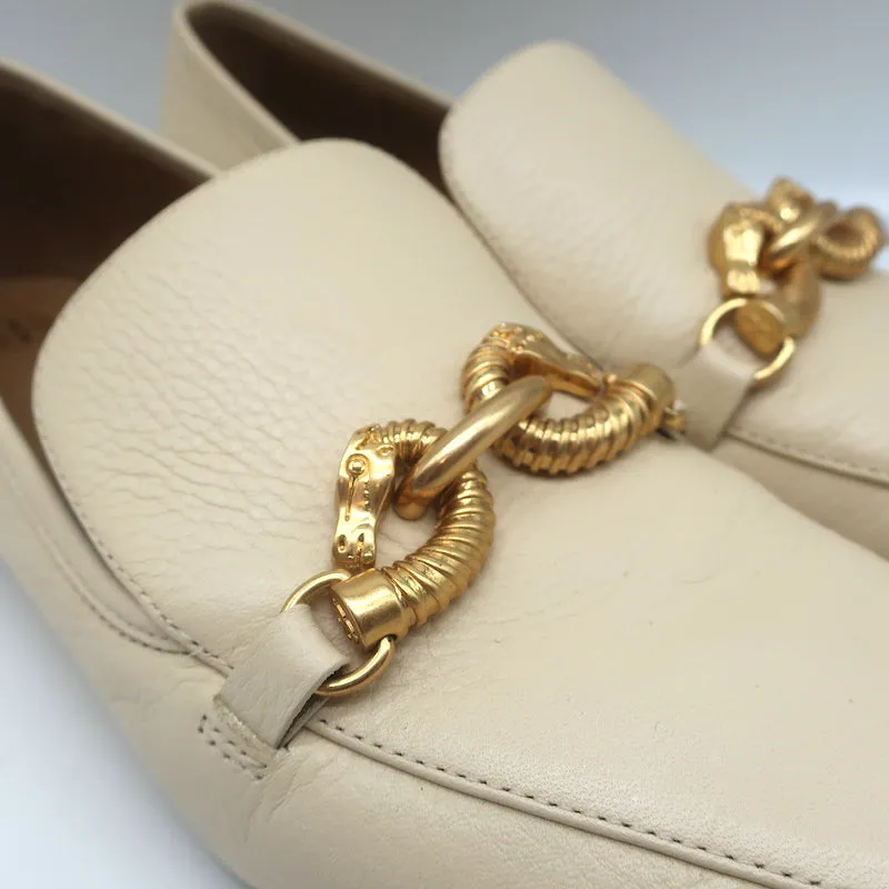 Tory Burch Jessa Horse Head Loafers Ivory Leather Size 10