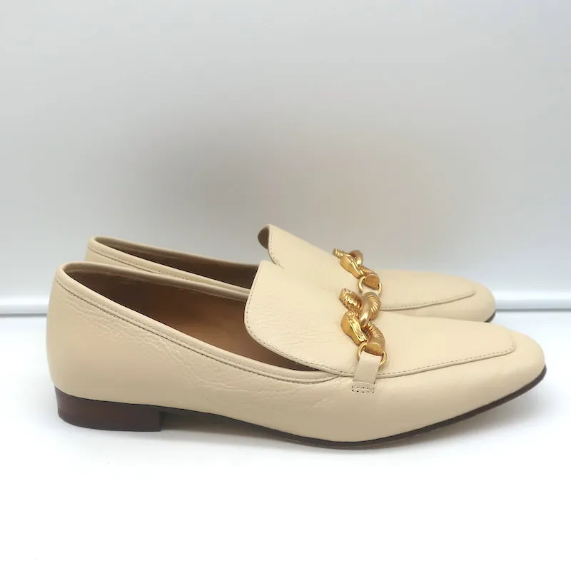 Tory Burch Jessa Horse Head Loafers Ivory Leather Size 10