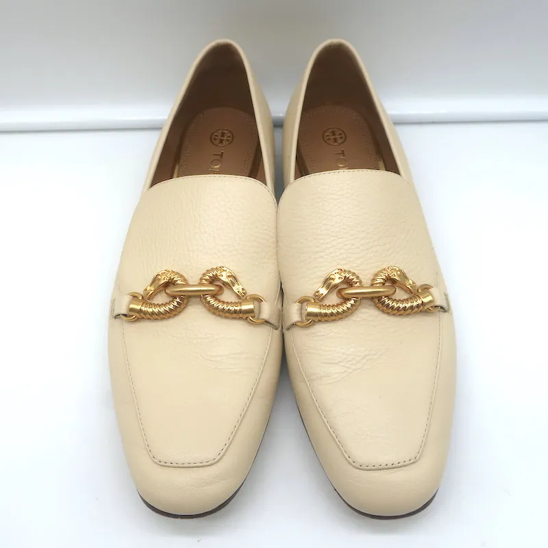 Tory Burch Jessa Horse Head Loafers Ivory Leather Size 10