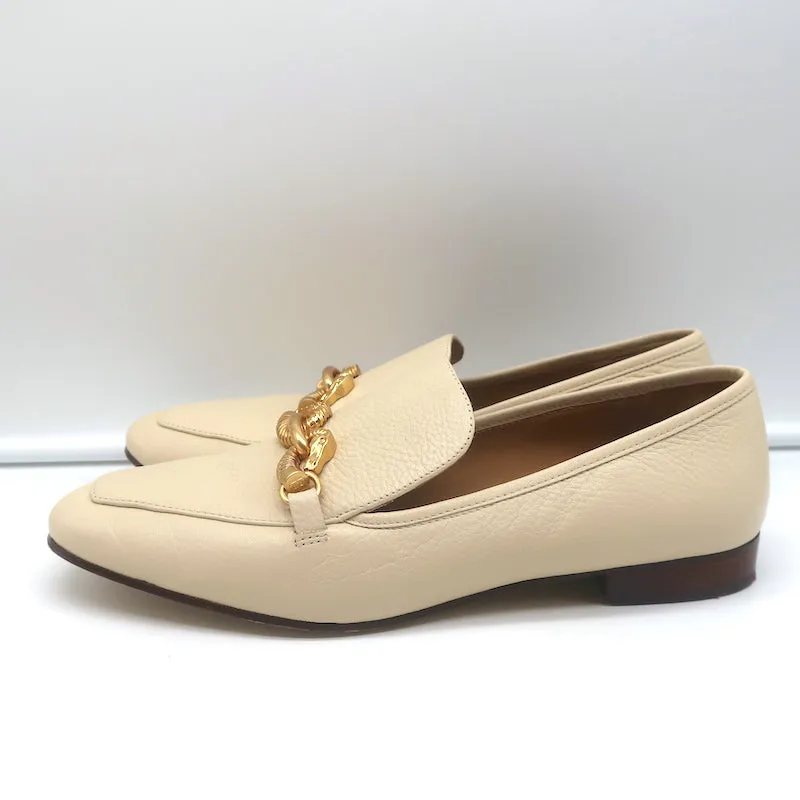 Tory Burch Jessa Horse Head Loafers Ivory Leather Size 10