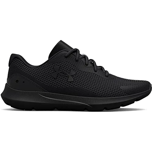 Under Armour Men's Surge 3 Road Running Shoe, (002) Black/Black/Black, 10