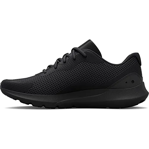 Under Armour Men's Surge 3 Road Running Shoe, (002) Black/Black/Black, 10
