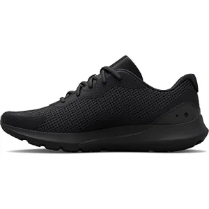 Under Armour Men's Surge 3 Road Running Shoe, (002) Black/Black/Black, 10