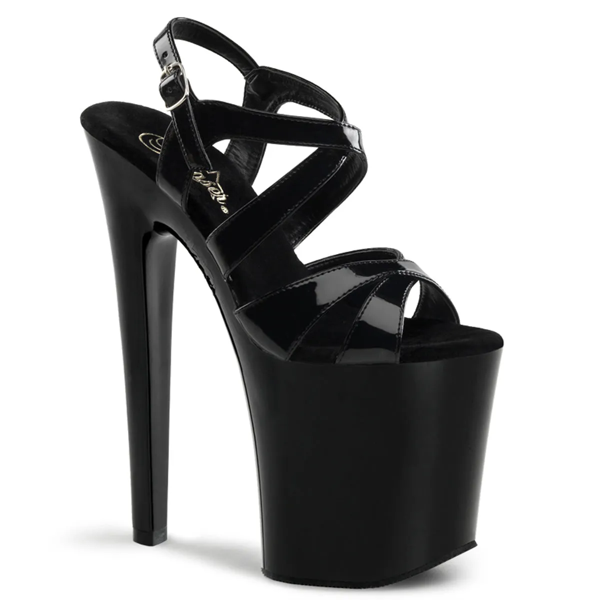 XTREME-872 Black Patent Strappy Platform Exotic Dancer Shoe